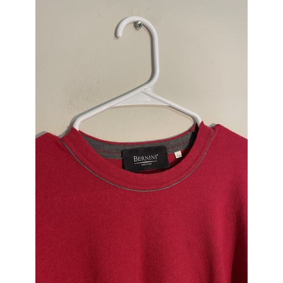 Bernini Sweater Mens Size 52 Cashmere Wool Blend Made in Italy Red - Picture 2 of 7